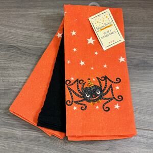 Johanna Parker Halloween Kitchen Towel 18x28 Set of 3 Spider Whimical Retro